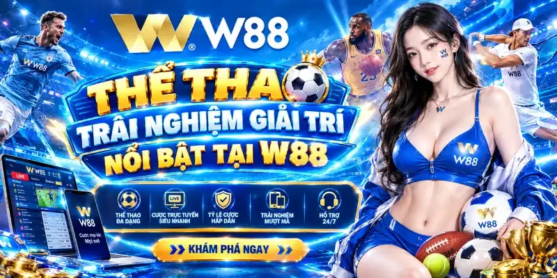 Minh họa bóng đá, bóng rổ, quần vợt và Esports trong trải nghiệm W88