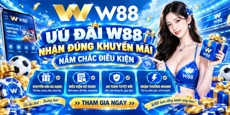 Minh họa đọc điều kiện khuyến mãi, đặt giới hạn và liên hệ hỗ trợ W88